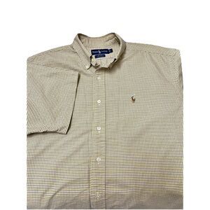 Ralph Lauren Blake 100% Cotton Yellow Check Shirt Sleeve Shirt Size Large
